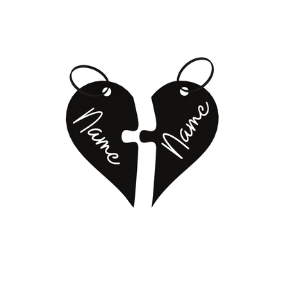 2 Keychains - Couple's Heart Customizable