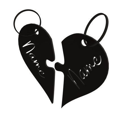 2 Keychains - Couple's Heart Customizable