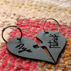 2 Keychains - Couple's Heart Customizable